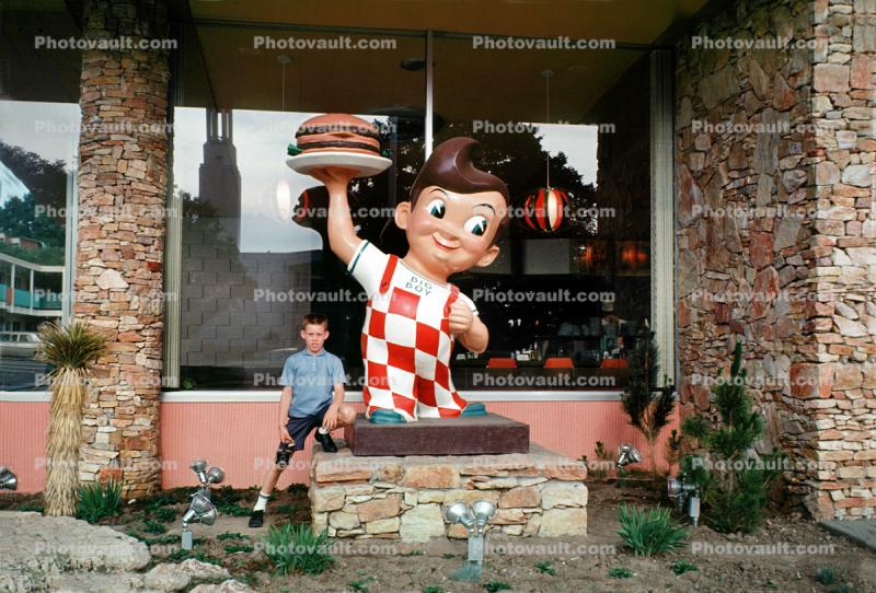 Bobs Big Boy, statue, hamburger, boy, window, 1960s