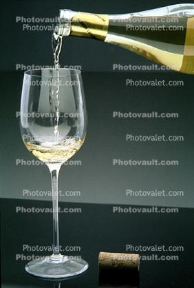 White Wine, bottle, glass, pouring, cork, pour