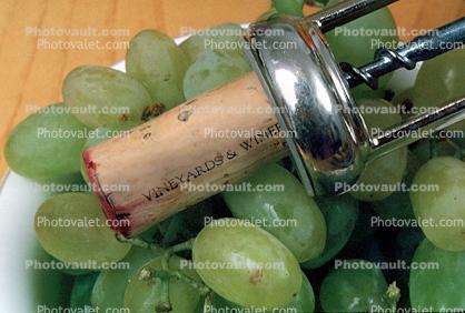 Corkscrew, corker, grapes, bottle opener, cork