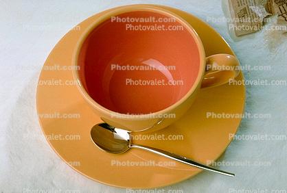 Coffee Cup, saucer, empty, sugar, spoon, dishes