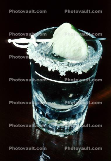 Tequila shot, glass, Lime, salt, drink