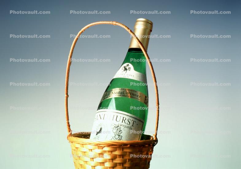 White Wine Bottle in a basket