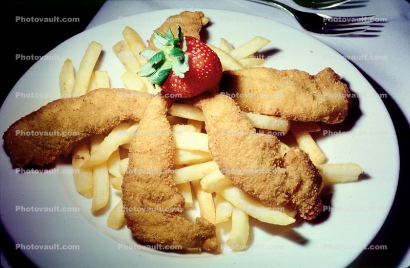 fish and chips, french fries, Deep Fried, Potato, strawberry, Plate, deep-fried