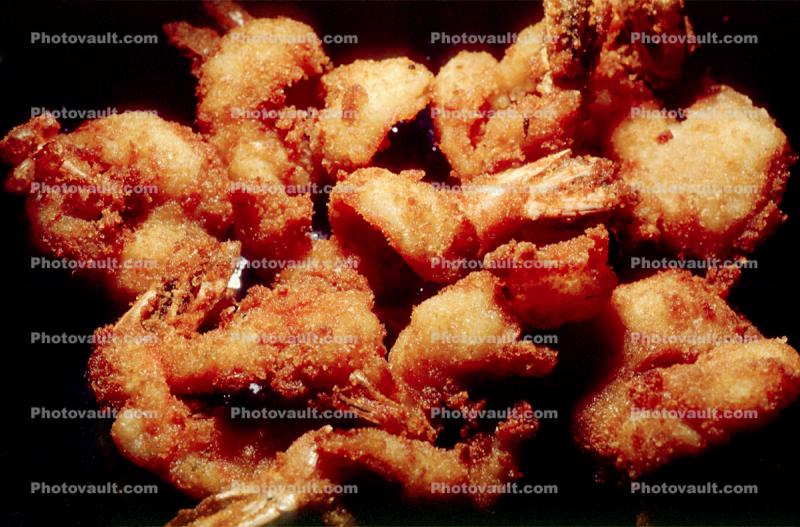 Deep Fried Golden Shrimp, seafood, shellfish, tails, deep-fried