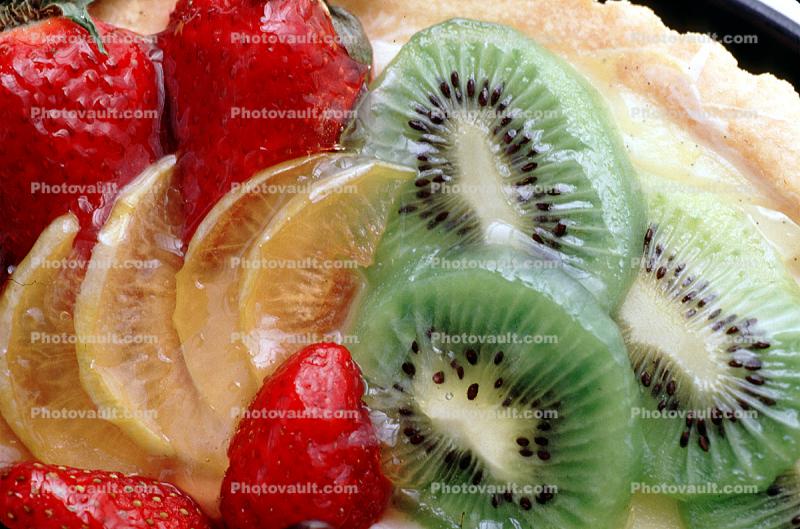 Kiwi Fruit, Strawberry, Orange, Slices, pastry