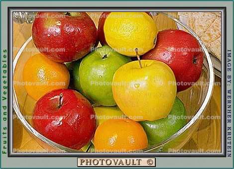 Apple Basket, red, yellow, green, bowl