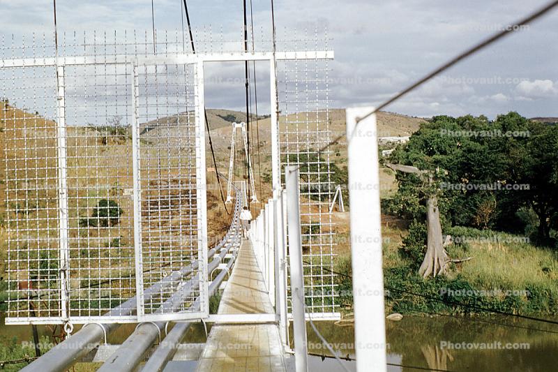 Bridge, Hills, River, Water Pipeline, Africa