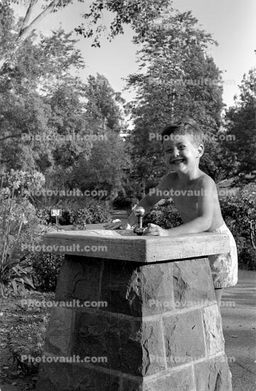 Drinking Fountain, smiles, smiling boy, 1930's