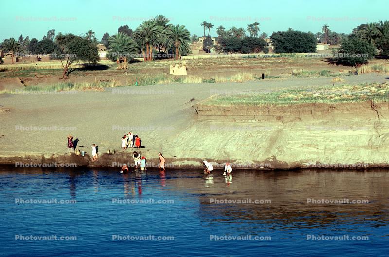 Fetching Water, Nile River, sand, shore