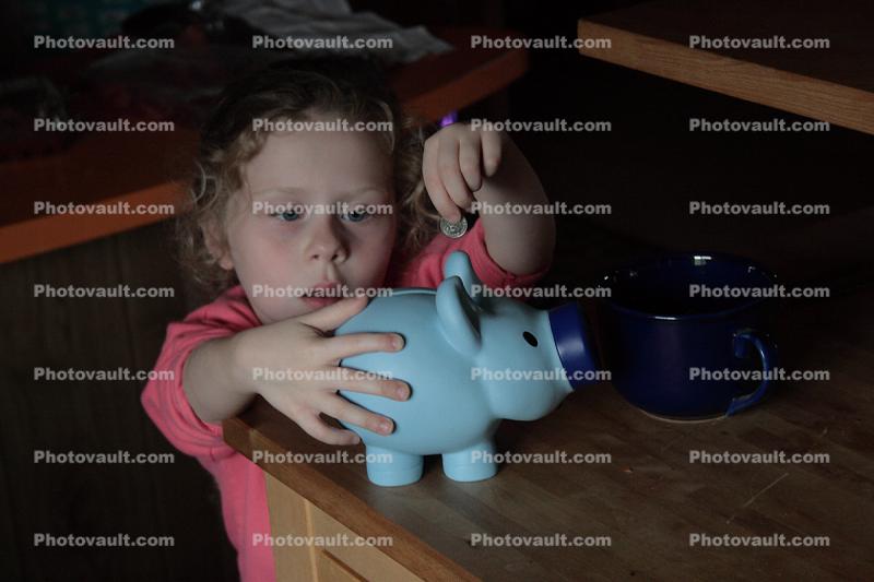 Piggy Bank, Child, Girl