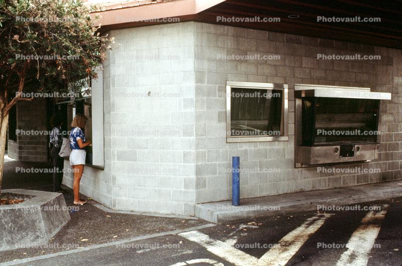 Crocker Bank, ATM, Automated Teller Machine, woman, shorts