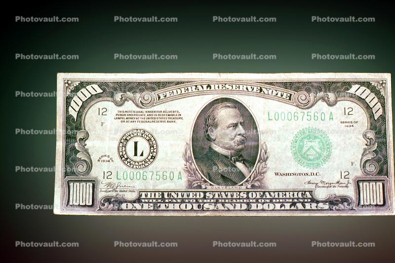 One Thousand dollar bill, Paper Money