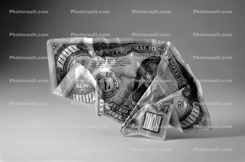 Crumpled Thousand Dollar Bill
