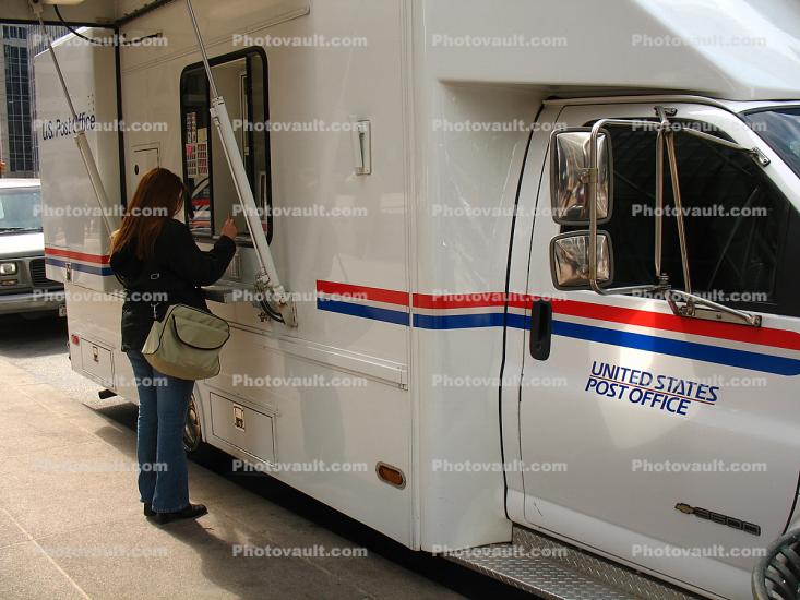 Mailing a Letter, United States Mail Station Van, Mobile Post Office