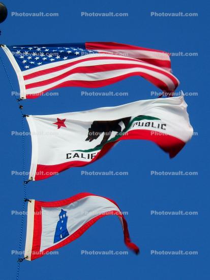 USA Flag, California State Flag, Lighthouse Flag, Fifty State Flags
