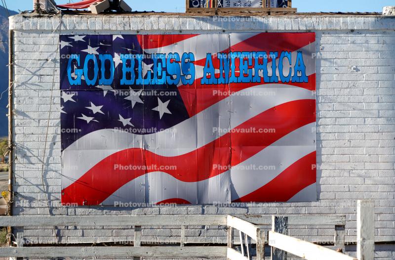 God Bless America Flag on a Wall, racist
