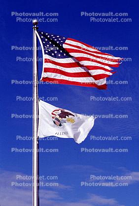 Old Glory, USA, United States of America, American, Illinois, State Flag, Fifty State Flags