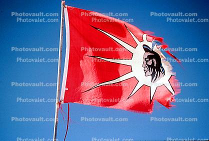 American Indian, ripped flag