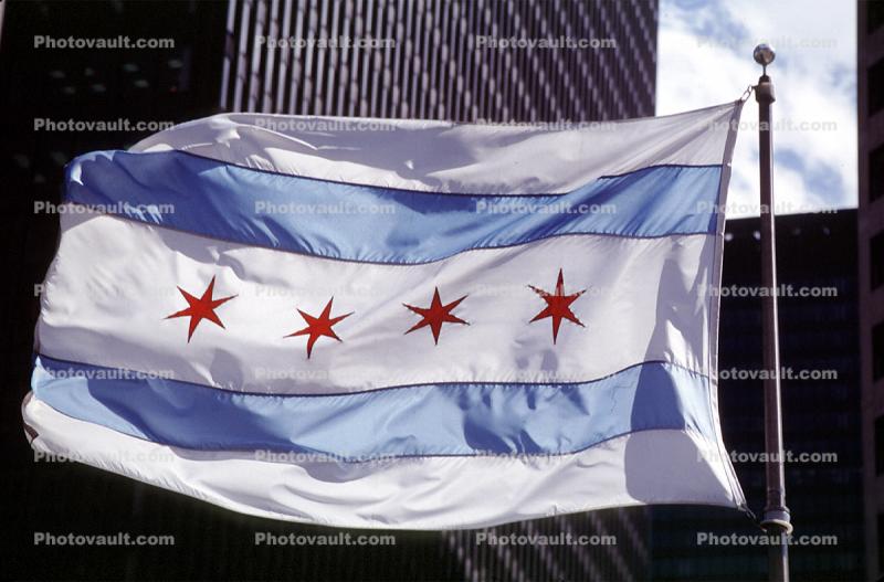 City of Chicago Flag, Windy, Windblown