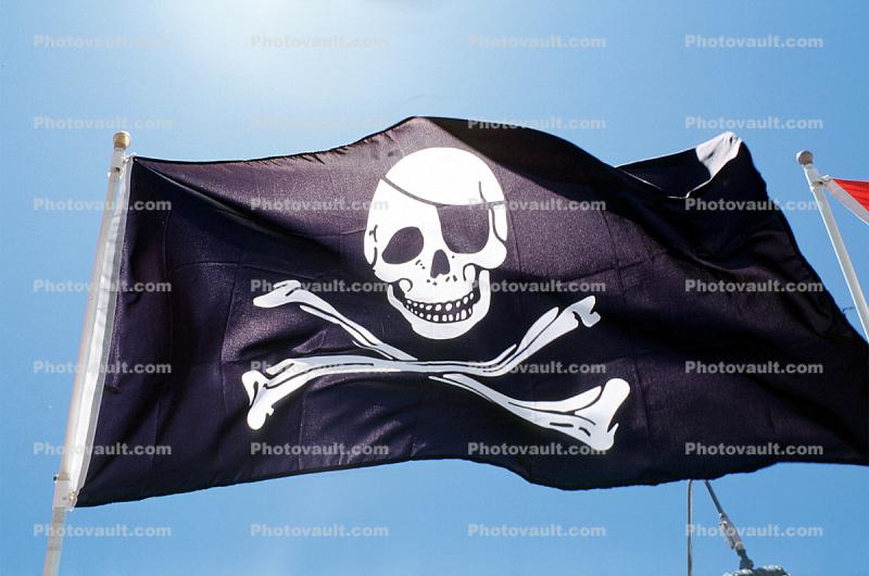 Jolly Roger Pirate Flag, Pirate, Skull and Crossbones, Bones, Windy, Windblown