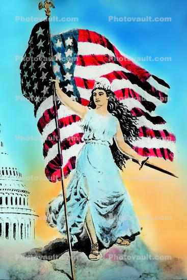 Lady Liberty, USA, Capitol, Star Spangled Banner, Old Glory, USA Flag, United States of America