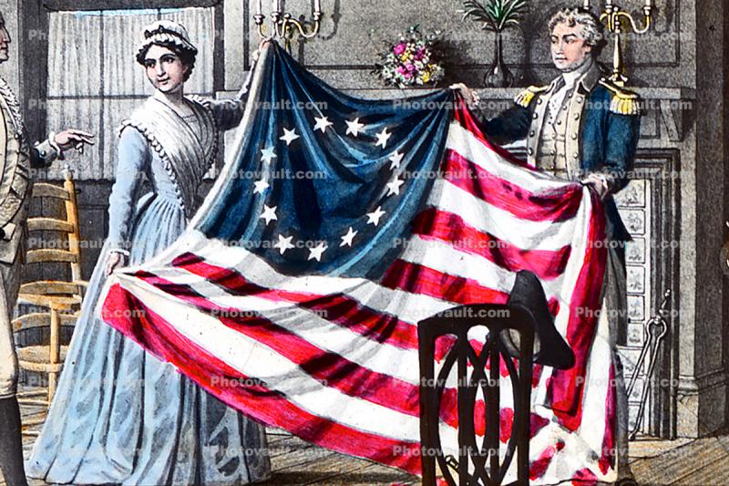 1776, Betsy Ross, 13-Stars Flag, American Revolution, Original Thirteen Colonies