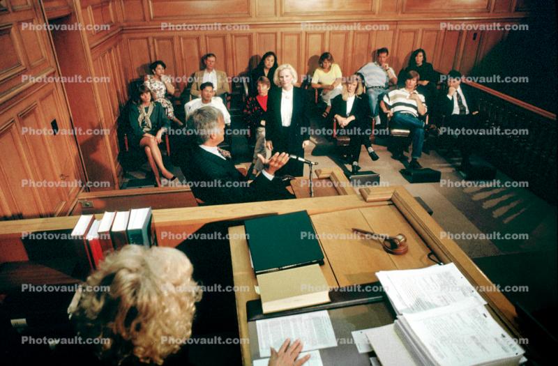 Gavel, judge, jury, Defendant, witness, Juror, People, Trial, Court Session