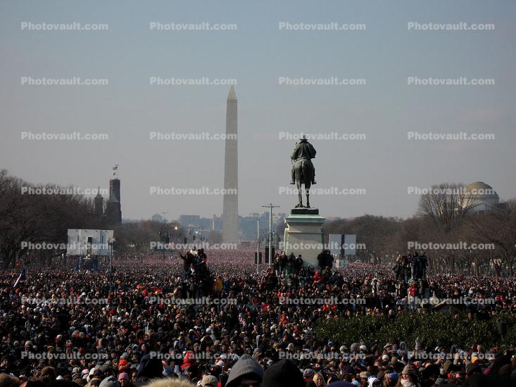 President Barrack Obama Inauguration, Grant Memorial, people, crowds, voters, 2008