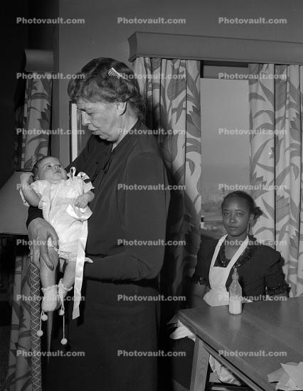 Eleanor Roosevelt with Baby, nanny, 1950s