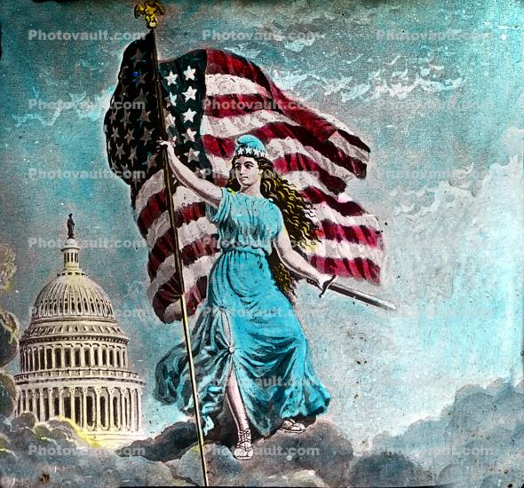 Sword, Capitol Building, Lady Liberty, Flag