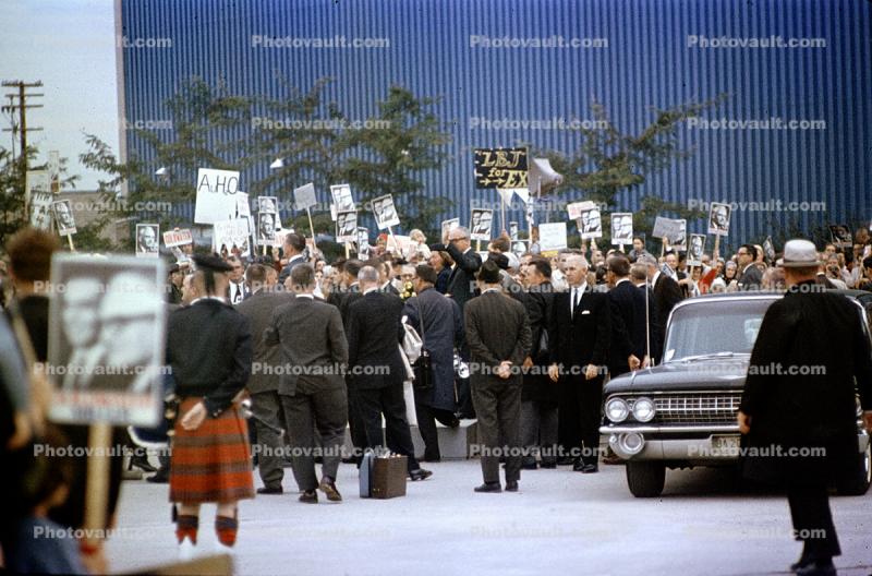 Crowds, Banners, Cadillac Limousine, Barry Goldwater Presidential Campaign 1964, 1960s