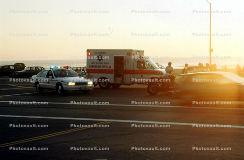 Ambulance, Great Highway, Pacific Ocean, Police Car