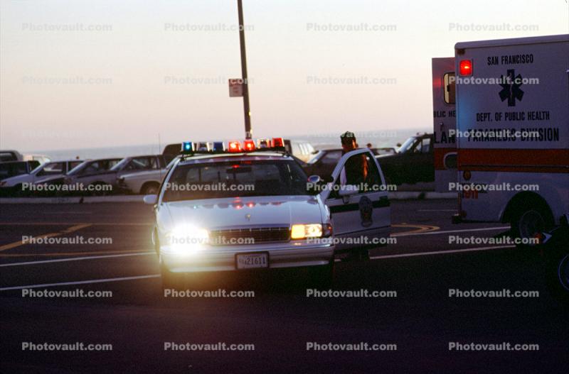 Ambulance, Great Highway, San Francisco, Police Car