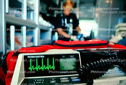 Heart Monitor, Cardiac Arrest, Physio-Control, Portable, Lifepak 10, ambulance, EKG