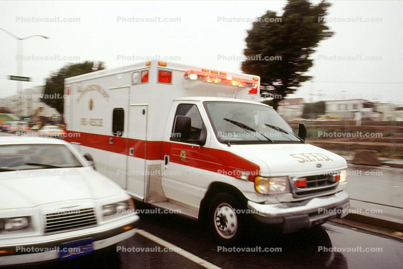 Ambulance, flashing lights