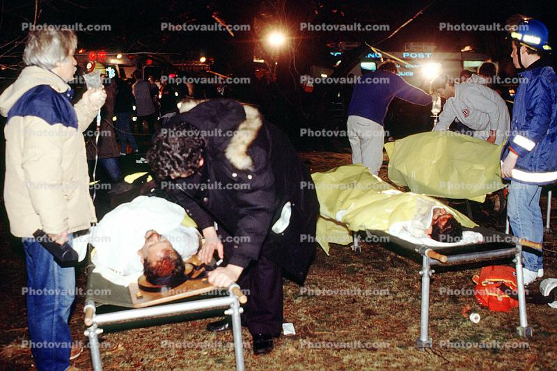 Plane Crash Victims, New York City, Avianca Flight 52 Runs out of Fuel, Boeing 707-321B, HK-2016,, triage