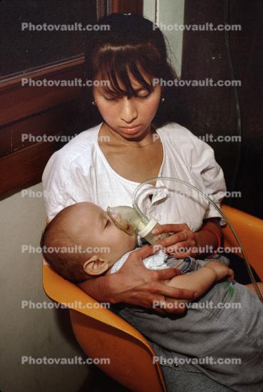 Oxygen Mask, Newborn Baby, Infant, Mother Breastfeeding her Child, La Leche, Well Baby Clinic