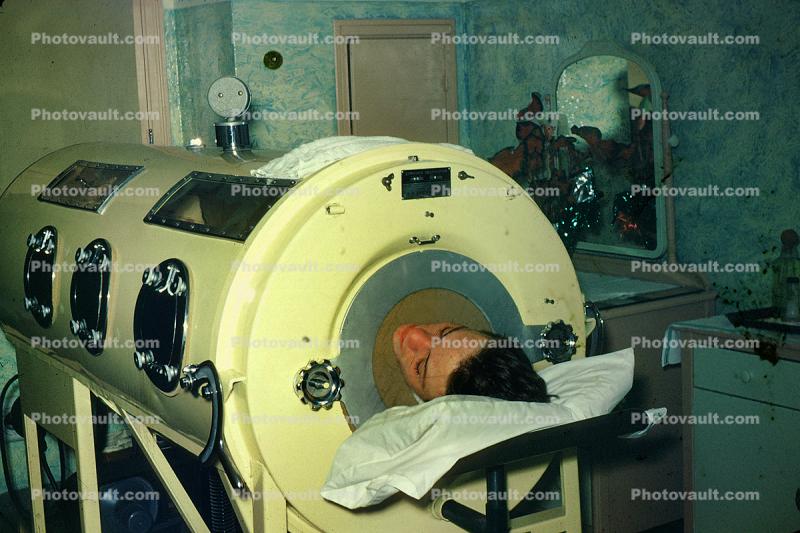 Man, Person, Breathing, Iron Lung, Polio, 1940s