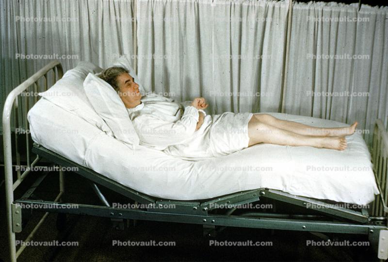 Patient in bed, Man, Male, 1949, 1940s