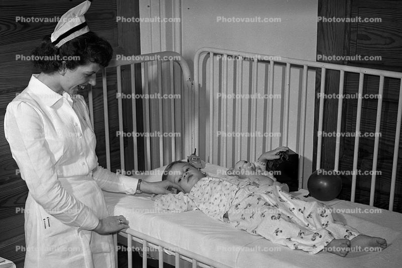 Patient, Nurse, resting, recuperating, 1940s