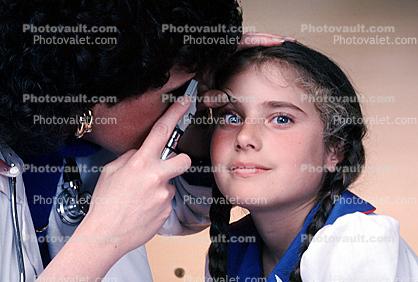 Doctor and girl patient, eye examination, exam, female, woman