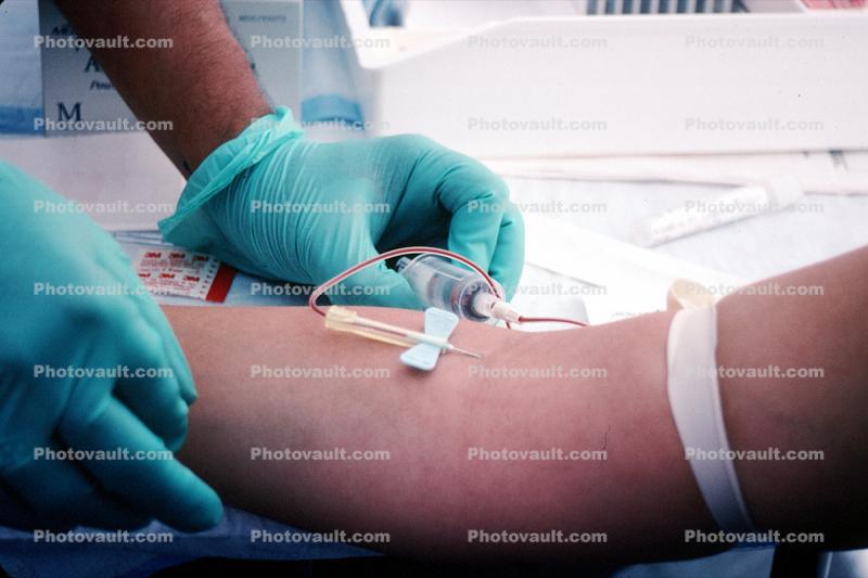 Woman, getting a, Blood Test, Arm, Needle