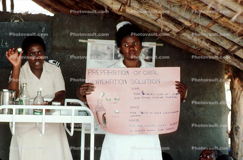 Preparation of Oral Dehydration Solution, Nurses, Teaching Mothers Basic Health Care for their Children, Rushinga Zimbabwe