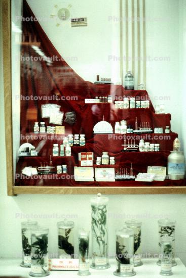 Apothecary Shelf, Chinese Medicine, lab, drugs, China, June 1973, 1970s