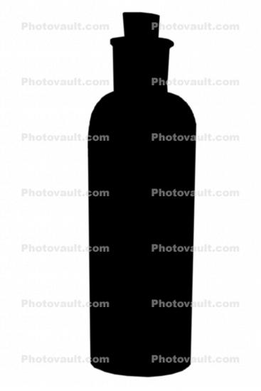 bottle with cork silhouette, shape, logo