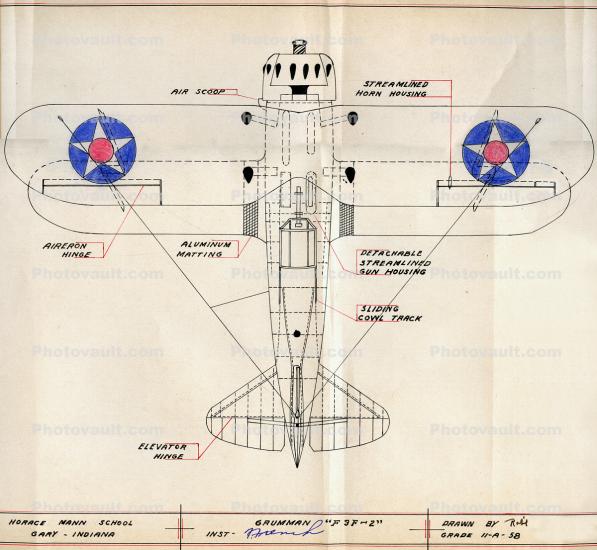F3F-2 Plans, Military Biplane Fighter, Aviation, Aircraft, Airplane, Historic, Historical, Vintage, Antique, Antiquated, Retro, Plane, fixed-wing, PreWWII, WWI, WW1, Avion, Flugzeug