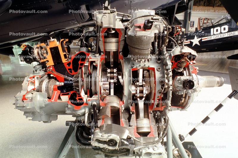 R-2800, Radial Engine, cut away, cutaway, cross section, opened up