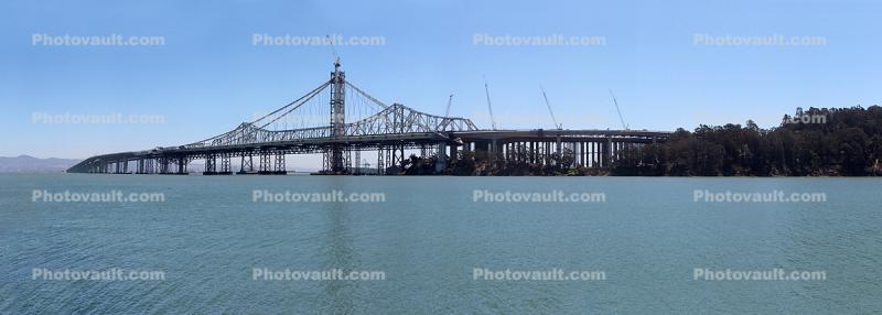 Construction of the Eastern Span of the Bay Bridge, Cranes, Panorama, Yerba Buena Island