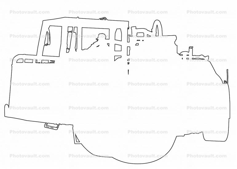 Terex TS-18 Water Truck outline, line drawing
