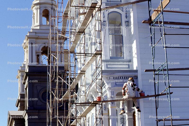 Painter, Painting a Victorian, Scaffolding